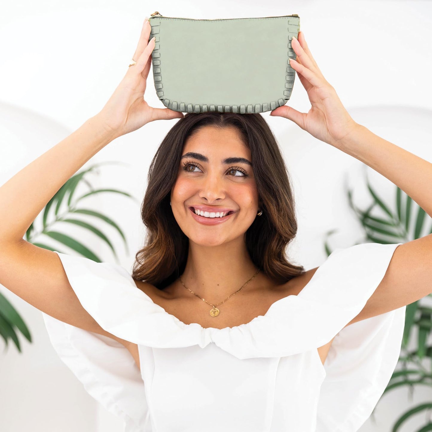 JEN & CO. Whipstitch Small Crossbody Bags for Women Vegan Leather Wristlet Wallets Clutch Purses Shoulder Handbag (Black)