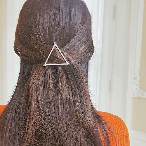 Yheakne Boho Triangle Hair Clip Barrette Metal Silver Geometry Hairpin Minimalist Hair Holder Modern Hair Accessories for Women and Gilrs (Silver