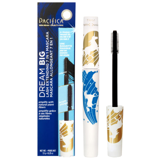 Pacifica Dream Big Mascara - Black Magic 7-in-1 Lash Extending Mascara, Twist-Adjust Brush for Length & Volume, Lash Serum Infused, Vegan