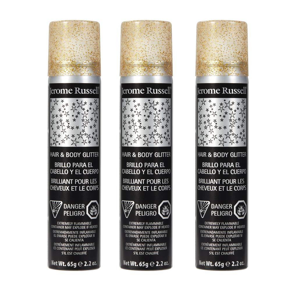 Jerome Russell Temporary Hair and Body Glitter Color Spray, Travel Spray, Lightweight, Adds Sparkly Shimmery Glow, Perfect to use On Hair, Skin, or