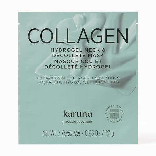 Karuna Collagen Neck & Chest Hydrogel Mask 1-Pack | Firming & Hydrating K-Beauty Masks with Collagen, Peptides & Niacinamide | For Wrinkles & Sagging