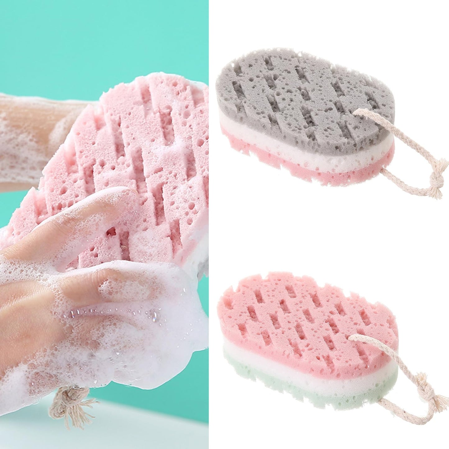 DGFJY Adult Sponge Body Scrubber Three Layer Easy-foaming Scrub Shower Brush Bathroom Body Skin Cleaner Accessory Adult Bath Sponge Gym and Swimming Beauty and Personal Care DGFJY
