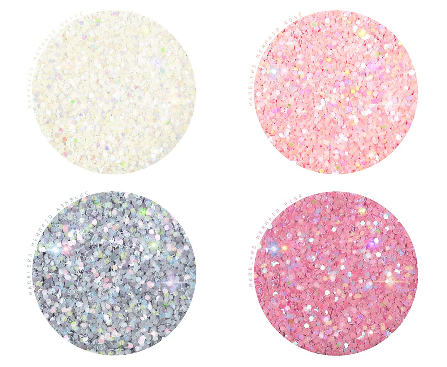 MARBLERS Holographic Glitter [Mermaid 8 Color Set] 4oz (112g) | Chunky | Non-Toxic, Vegan, Cruelty-Free | Face, Body, Eyeshadow, Hair, Party Makeup |