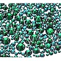 Jollin 3456pcs Flatback Rhinestones Glass Charms Diamantes Gems Stones for Nail Art 6 Size ss4~ss12 Dark Green
