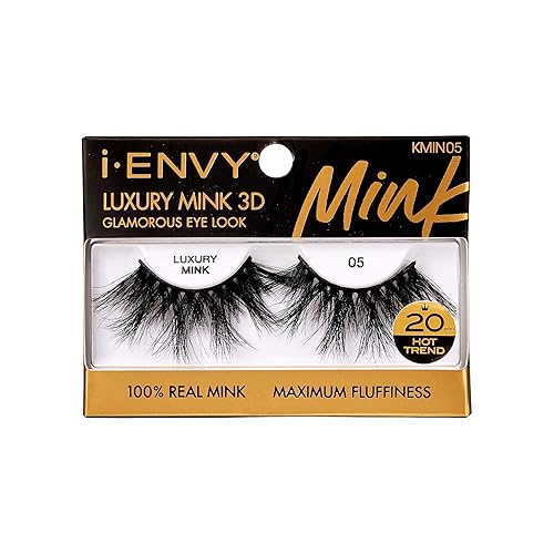 i-ENVY Luxury Mink Collection False Eyelashes 100% Real Mink Glamorous Eye Look Lashes Maximum Fluffiness 3D Multi-Curl Angle (1 Pack)