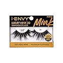 i-ENVY Luxury Mink Collection False Eyelashes 100% Real Mink Glamorous Eye Look Lashes Maximum Fluffiness 3D Multi-Curl Angle (1 Pack)