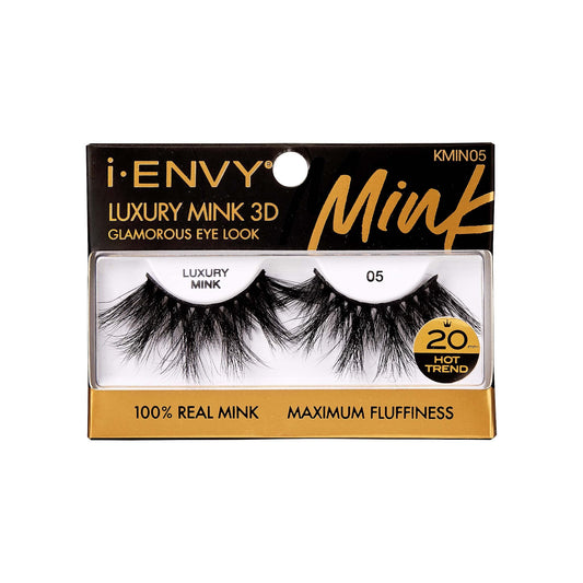 i-ENVY Luxury Mink Collection False Eyelashes 100% Real Mink Glamorous Eye Look Lashes Maximum Fluffiness 3D Multi-Curl Angle (1 Pack)