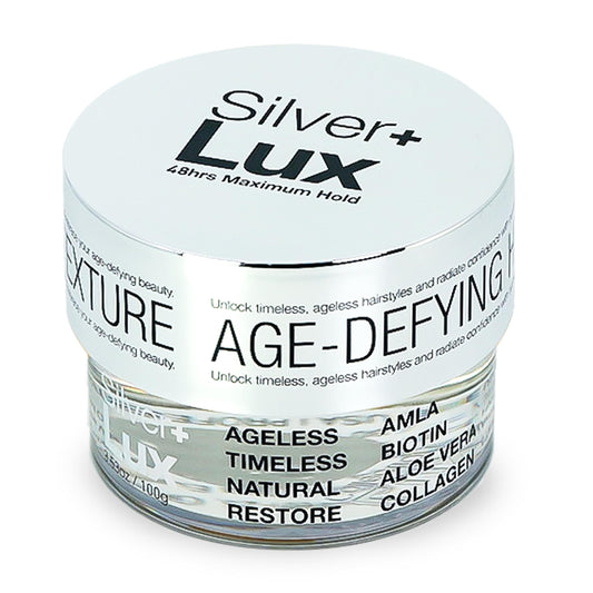 Lux Collection Edge Lux Silver+ Edge Control Gel 4C with Collagen, Aloe Vera, Castor Oil, Keratin, Biotin, and Olive Oil - Non-Flaking, Non-Greasy