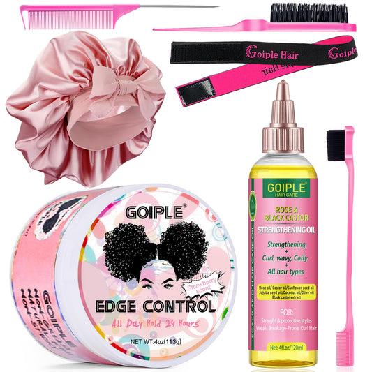 Goiple Edge Control Wax Strong Hold Non-greasy Hair Styling Gel - Edge Wax No Flaking Edge Control for Black Hair Edge Wax for Women Rose&Black Castor Beauty and Personal Care Goiple Default Title