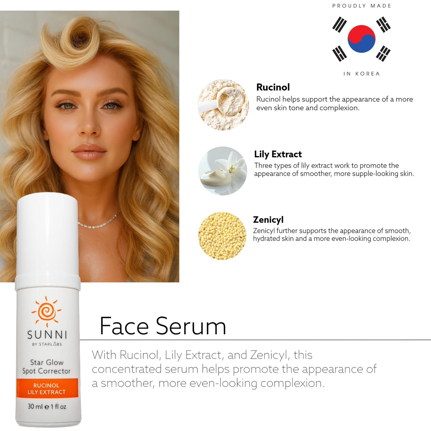 Starlabs Glow Spot Corrector K-Beauty Dark Spot Corrector Rucinol Lily Extract 30ml 1oz Korean Beauty