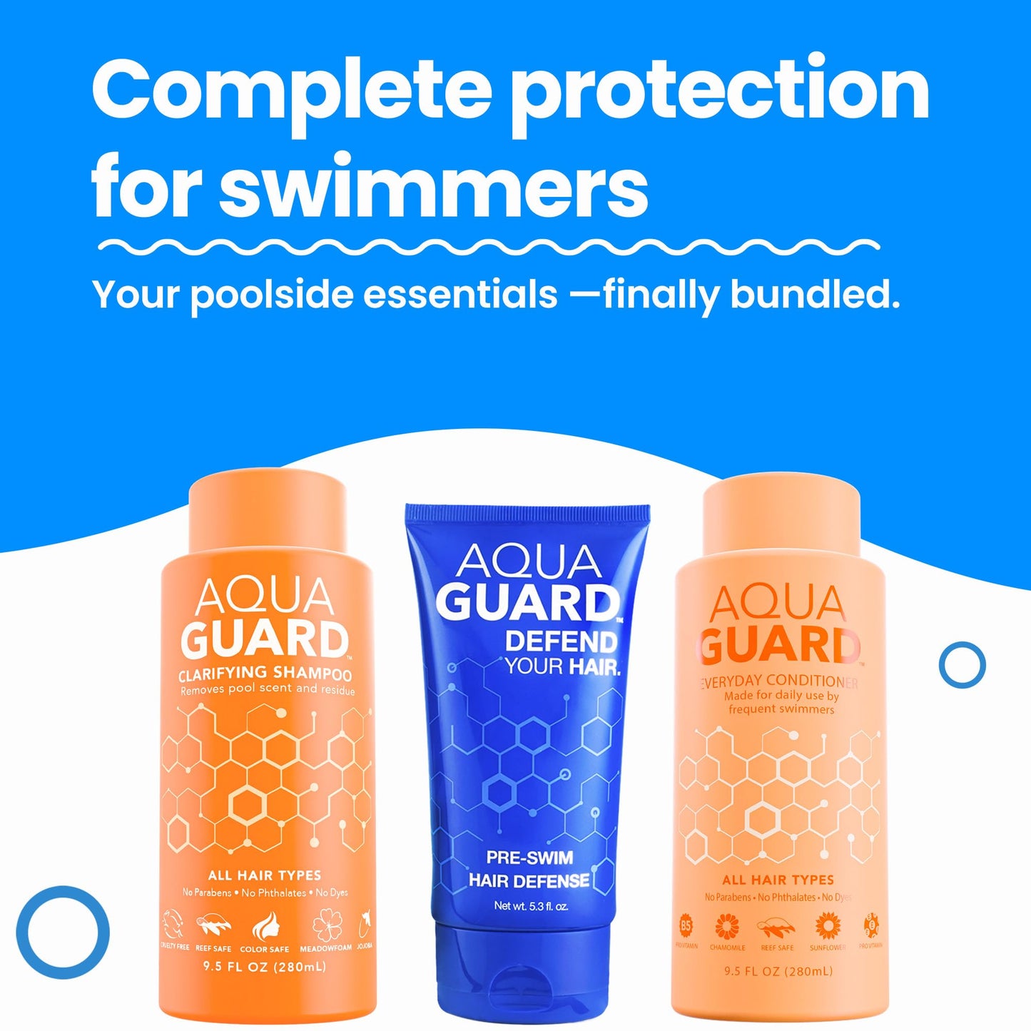 AQUA GUARD Swimmers Essential Hair Protection Bundle | Prevents Chlorine Damage + Softens Hair While Swimming | Color Safe, Leaves Hair Smelling Great
