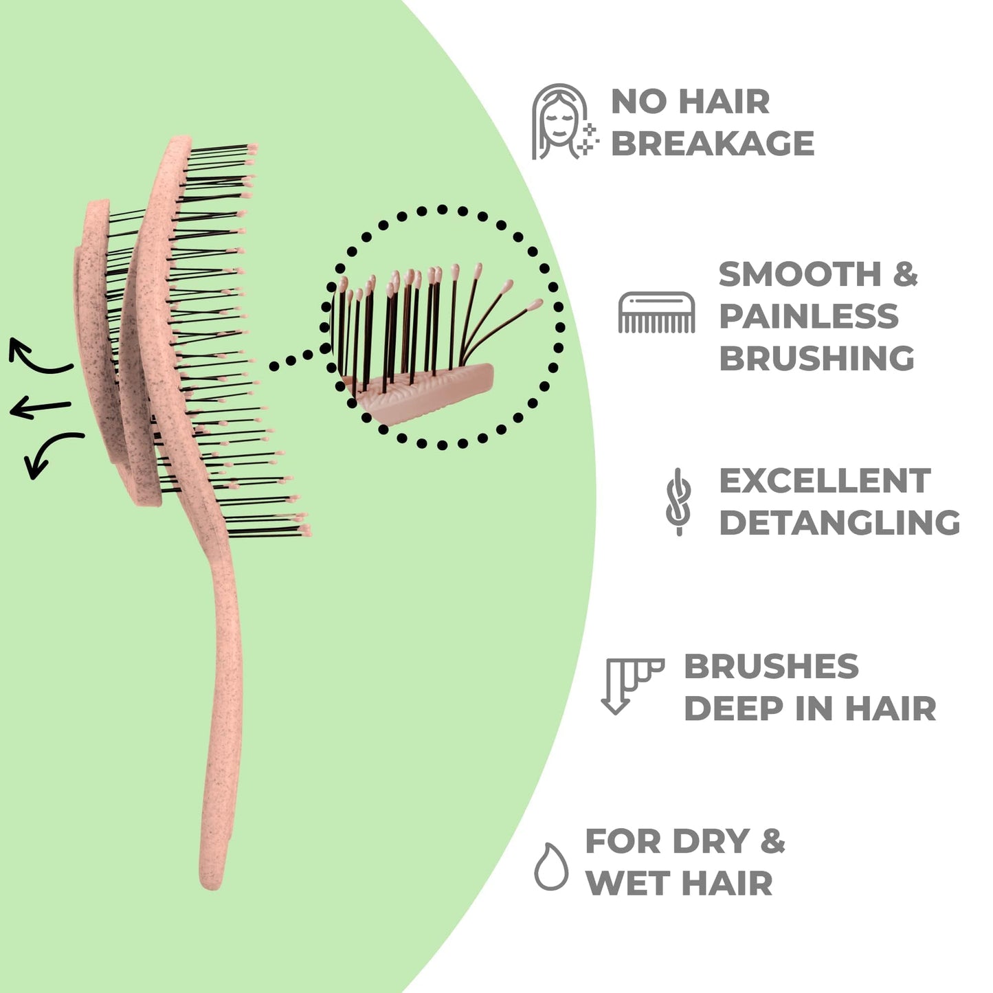 Ninabella Detangling Hair Brush for Women & Men - Does not Pull - Straightening Brushes for Straight & Curly Hair - Unique Spiral Hairbrush - Rose Beauty and Personal Care Ninabella