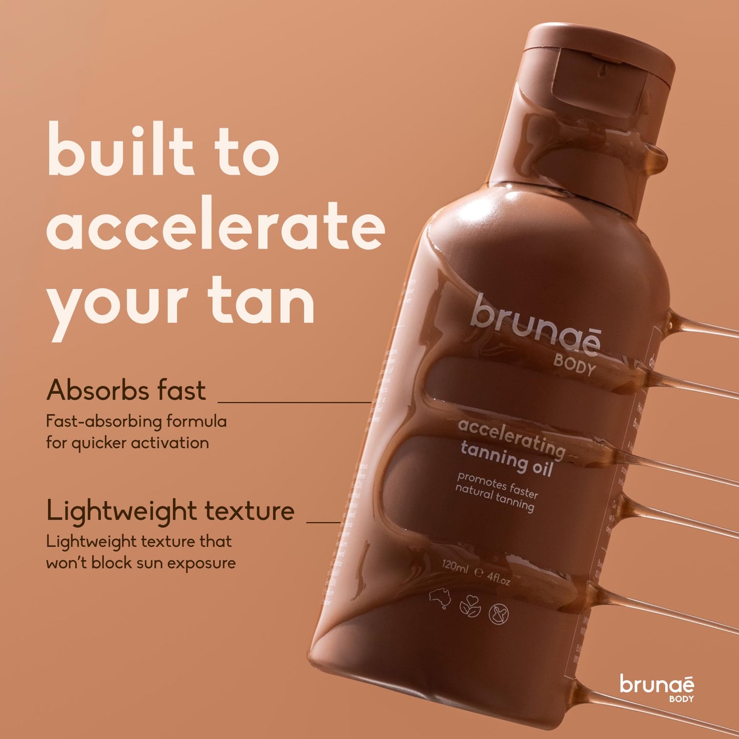 BRUNAE BODY® Dark Tanning Oil [FOR DARKER & FASTER TAN] - Accelerating Formula for Tanning Beds & Outdoor Sun - Tan Enhancer - 14+ Natural Oils