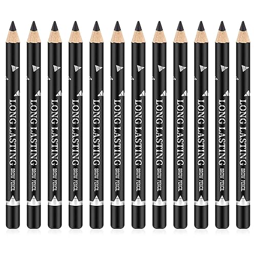 Go Ho 12 PCS Black Eyebrow Eyeliner Pencils,Sweatproof Eyebrow Pencil,Long-lasting Nice Color Eye Brow Gel Pen Makeup Brow Tint Sticks?Black?