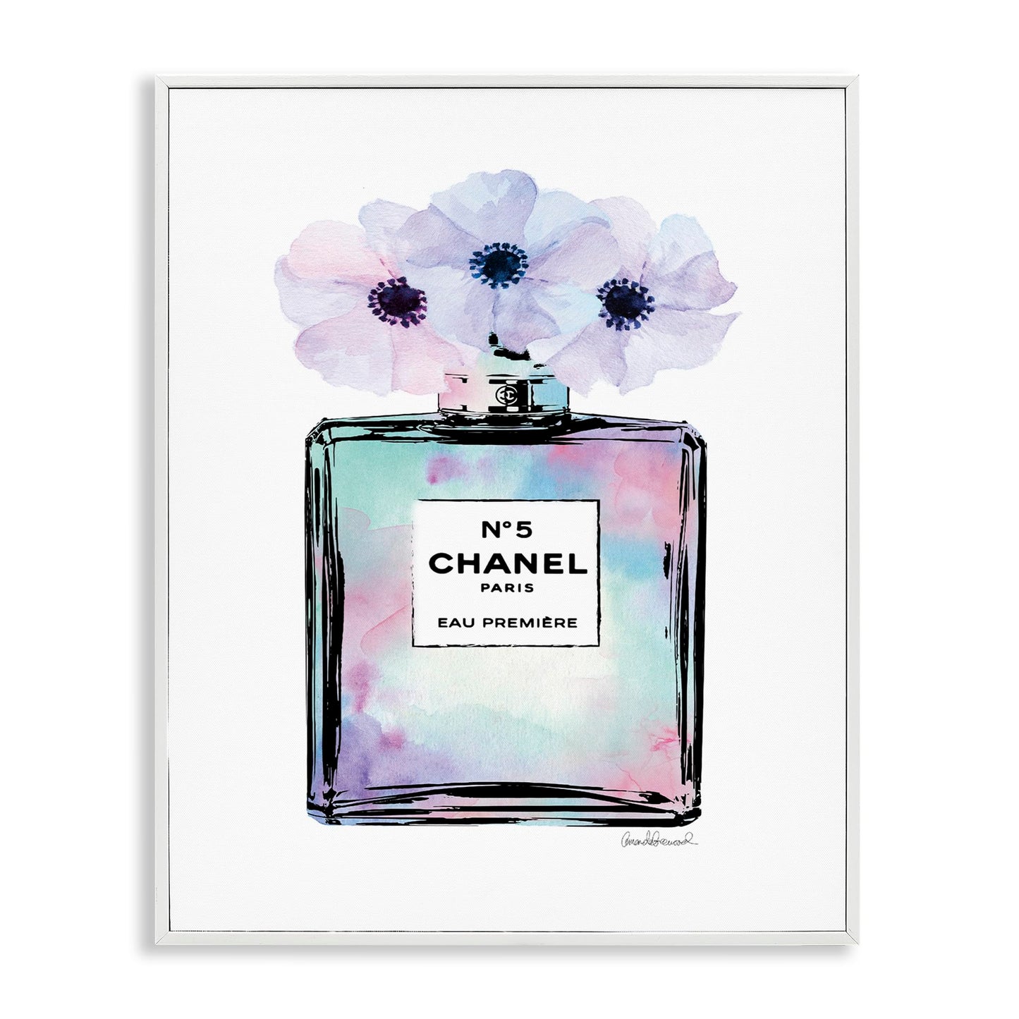 Stupell Industries Purple Flower Perfume Glam Fashion, Design by Amanda Greenwood White Framed Wall Art, 11 x 14, Blue,aa-536_wfr_11x14