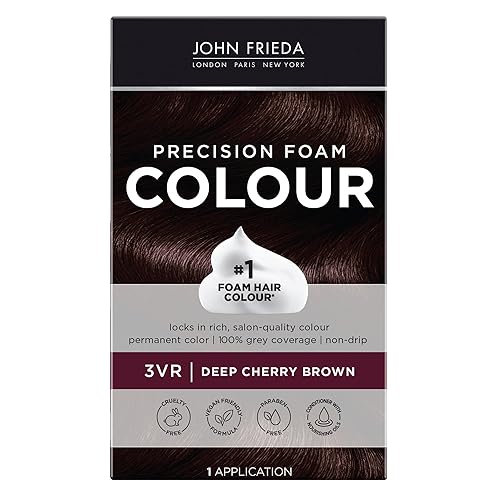 John Frieda Precision Foam Colour, Deep Cherry Brown 3VR, Full-coverage Hair Color Kit, Anti-Fade Gray Coverage, Deep Color Saturation Hair Dye, 1