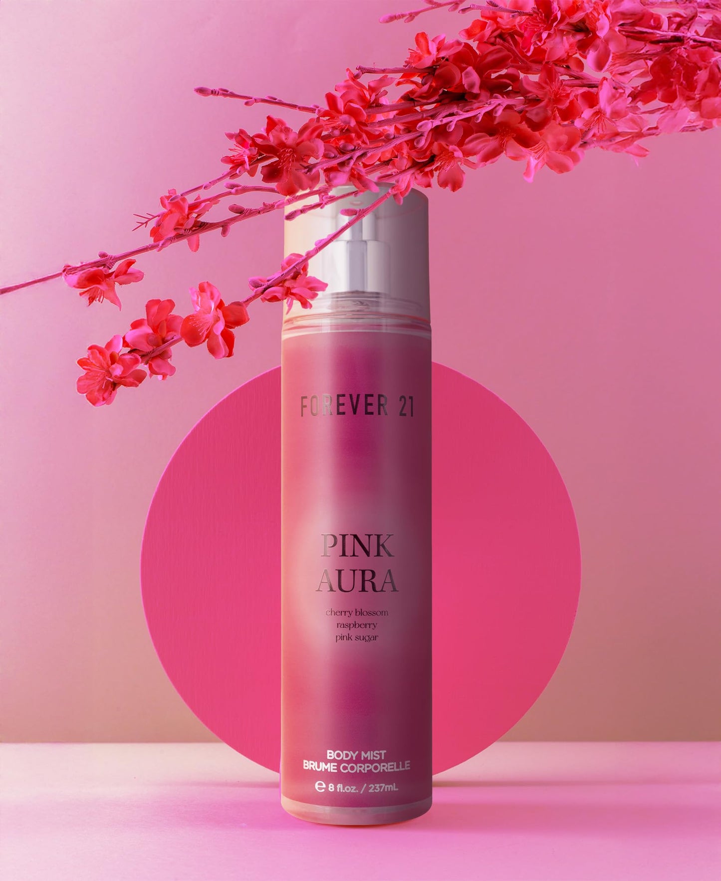 Forever 21 Pink Aura Body Spray Mist | Lightweight & Flirty Everyday Scent | Sweet Body Spray with Cherry Blossom Top Notes, Raspberry and Pink Sugar