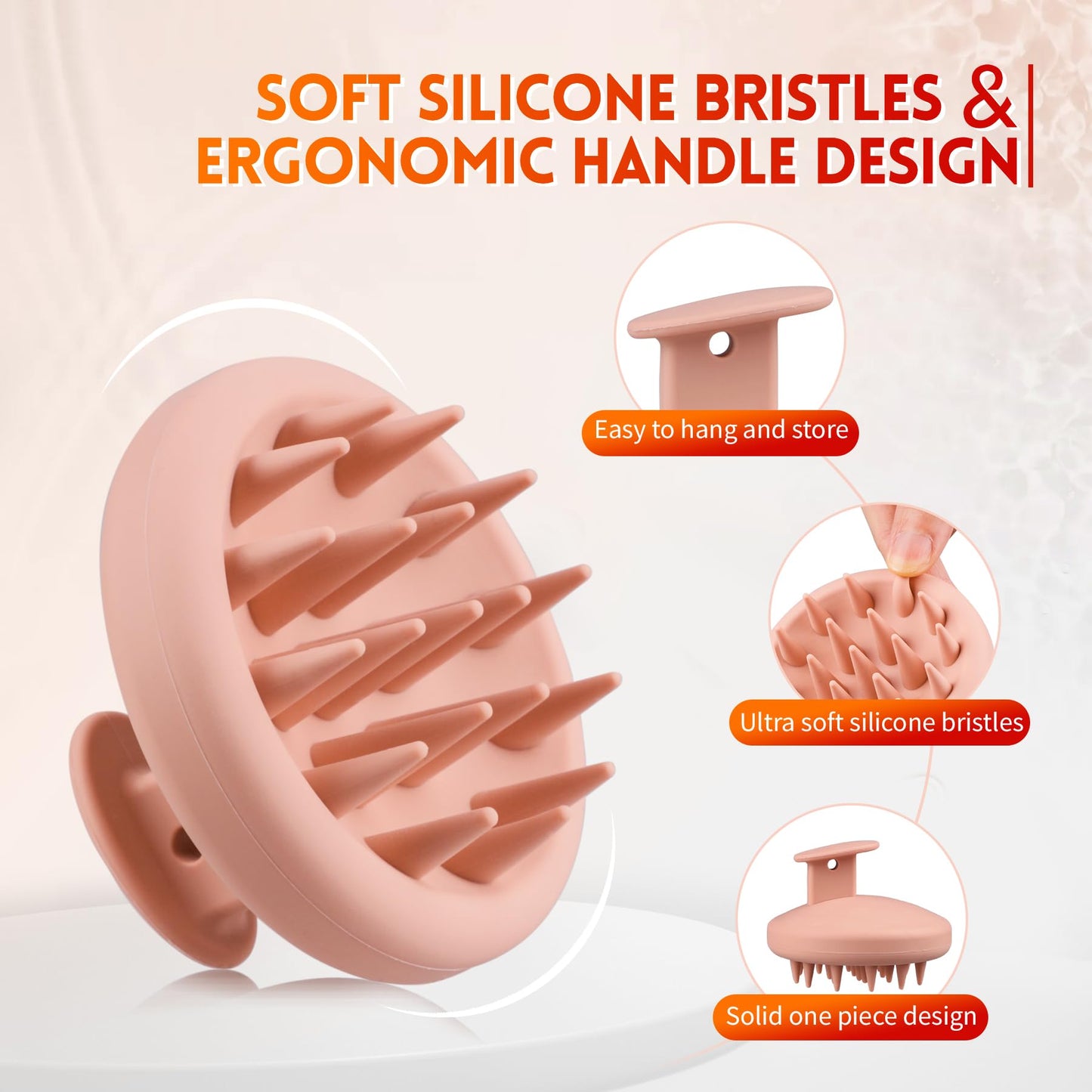 BEAUTLOHAS. Silicone Scalp Massager Shampoo Brush for Shower, Scalp Scrubber with Soft Bristles for Hair Growth & Dandruff Treatment, Wet Dry Hair
