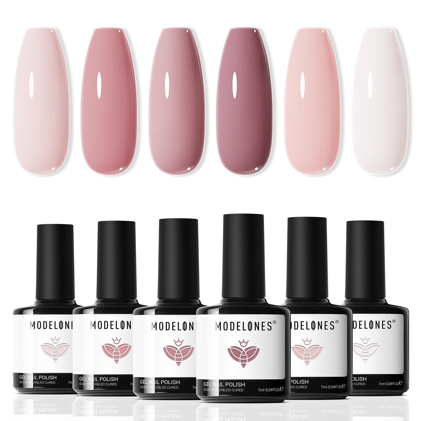 modelones Gel Nail Polish Set - 6 Colors Nude Pink Milky White Gel Polish Set Light Neutral Pink Nail Polish Barely Pink Soak Off LED Starter Kit Beauty and Personal Care modelones Default Title