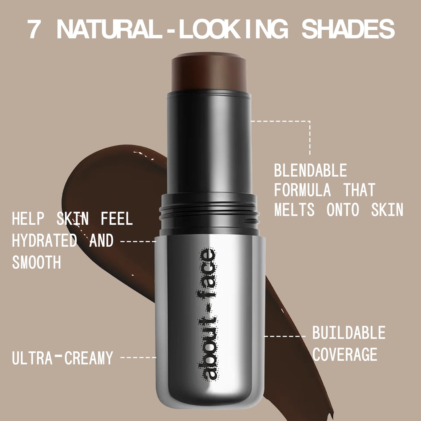 about-face Beach Freak Bronzer Stick Beach Baby- Ultra-Creamy, Vegan Bronzer & Contour Stick with Skincare Benefits - Dewy Finish - Hydrating Formula