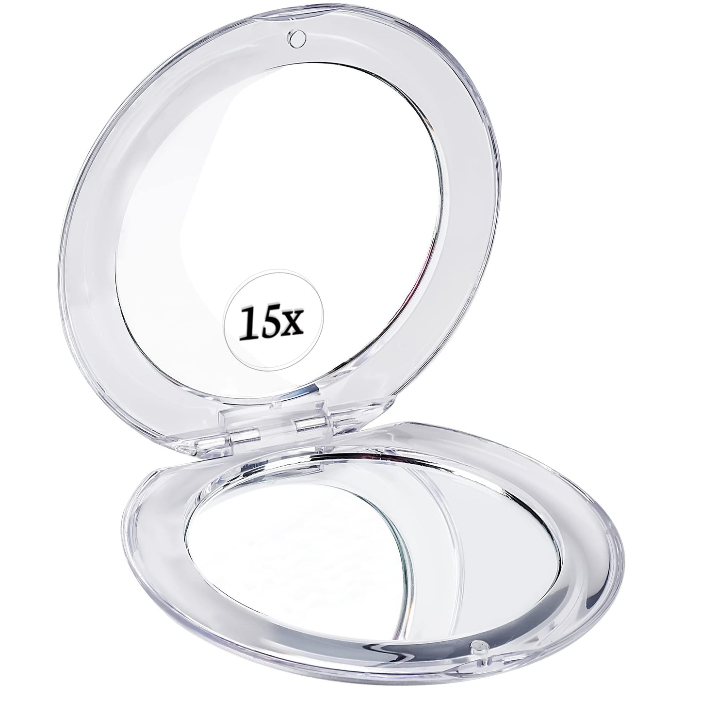 MIRRORVANA Small Compact 15X Magnifying Travel Makeup Mirror - Lightweight, Handheld, and Foldable Design - Mini Pocket-Sized Magnified Mirror