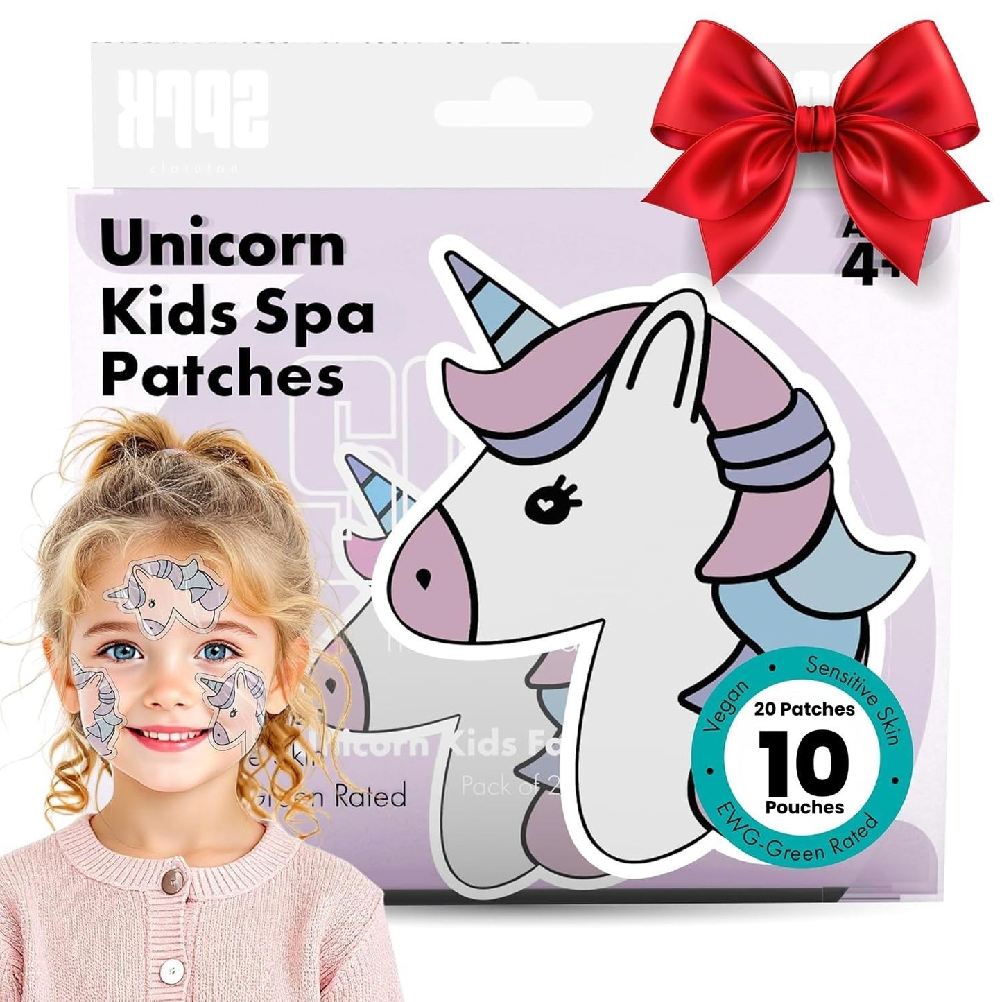 Unicorn Kids Face Masks Skincare Set (10pcs), Organic Vegan & Kid Safe Skin Care Ages 4+, Cute Animal Sheet Masks for Girls, Spa Day, Sleepover
