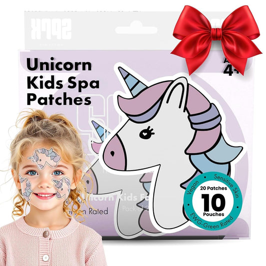 Unicorn Kids Face Masks Skincare Set (10pcs), Organic Vegan & Kid Safe Skin Care Ages 4+, Cute Animal Sheet Masks for Girls, Spa Day, Sleepover