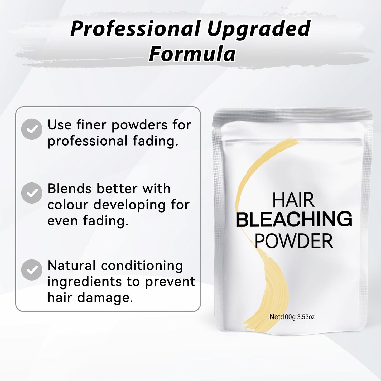 Hair Bleach Powder 100g/3.53oz, Professional Lightening Bleach for Hair, Strong & Gentle Bleach Powder for Hair, Lift Up to 8 Levels, Perfect for DIY Beauty and Personal Care JUANCHI