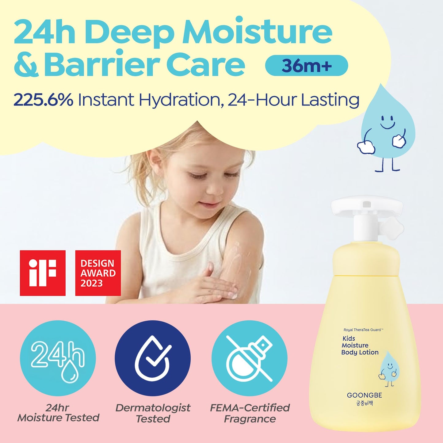 GOONGBE Kids Hair & Body Care Set - Korean Shampoo, Body Wash & Lotion Bundle - Gentle Hydrating Low pH Formula with Cica, Panthenol & Macadamia Oil Beauty and Personal Care GOONGBE