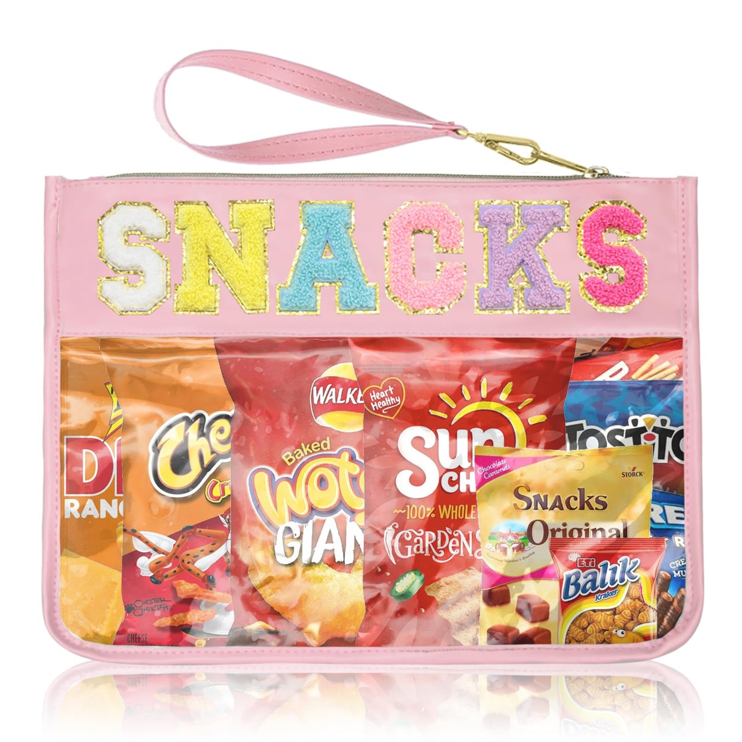Siwara Clear Snack & Makeup Bag – Waterproof Nylon Cosmetic Pouch, Portable Glitter Travel Toiletry Organizer for Women & Girls