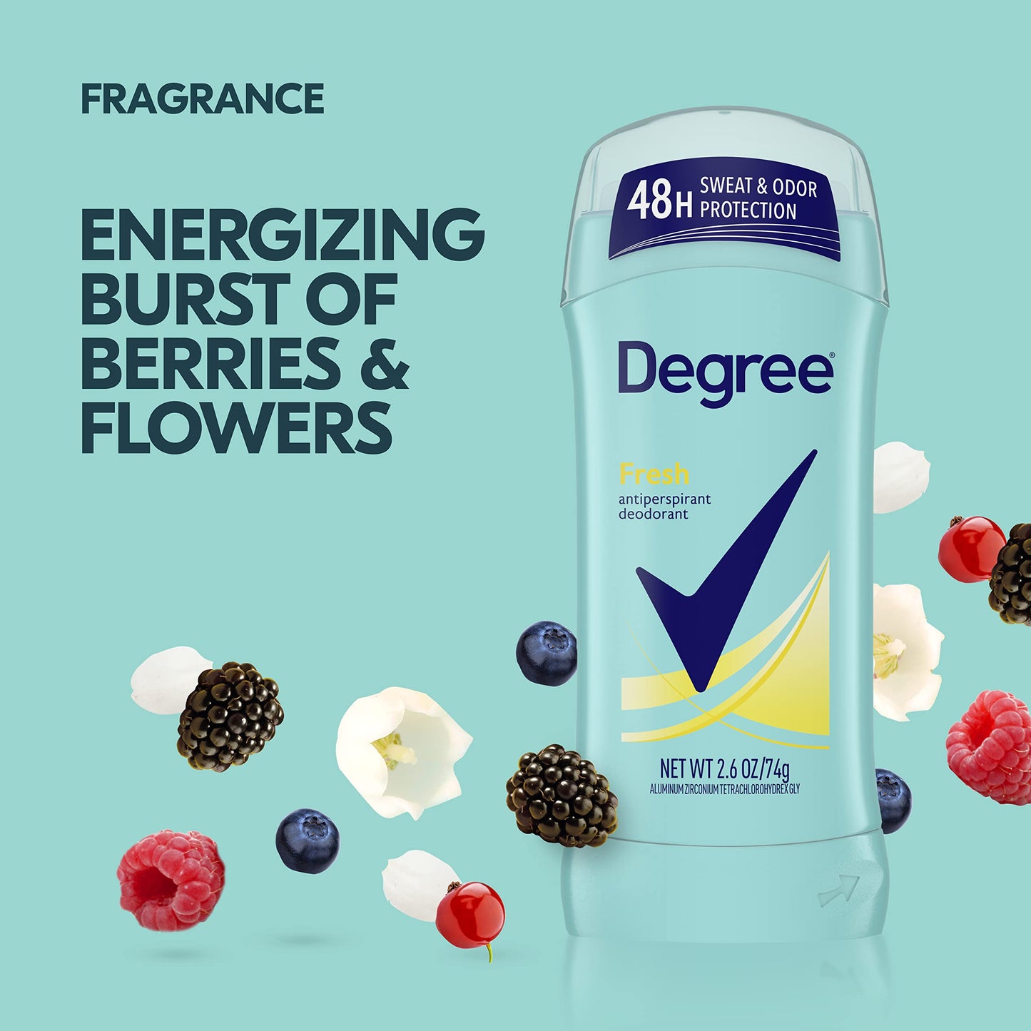 Degree Antiperspirant Deodorant Fresh Energy Pack of 6 48-Hour Sweat and Odor Protection Antiperspirant For Women 2.6 oz Beauty and Personal Care Degree