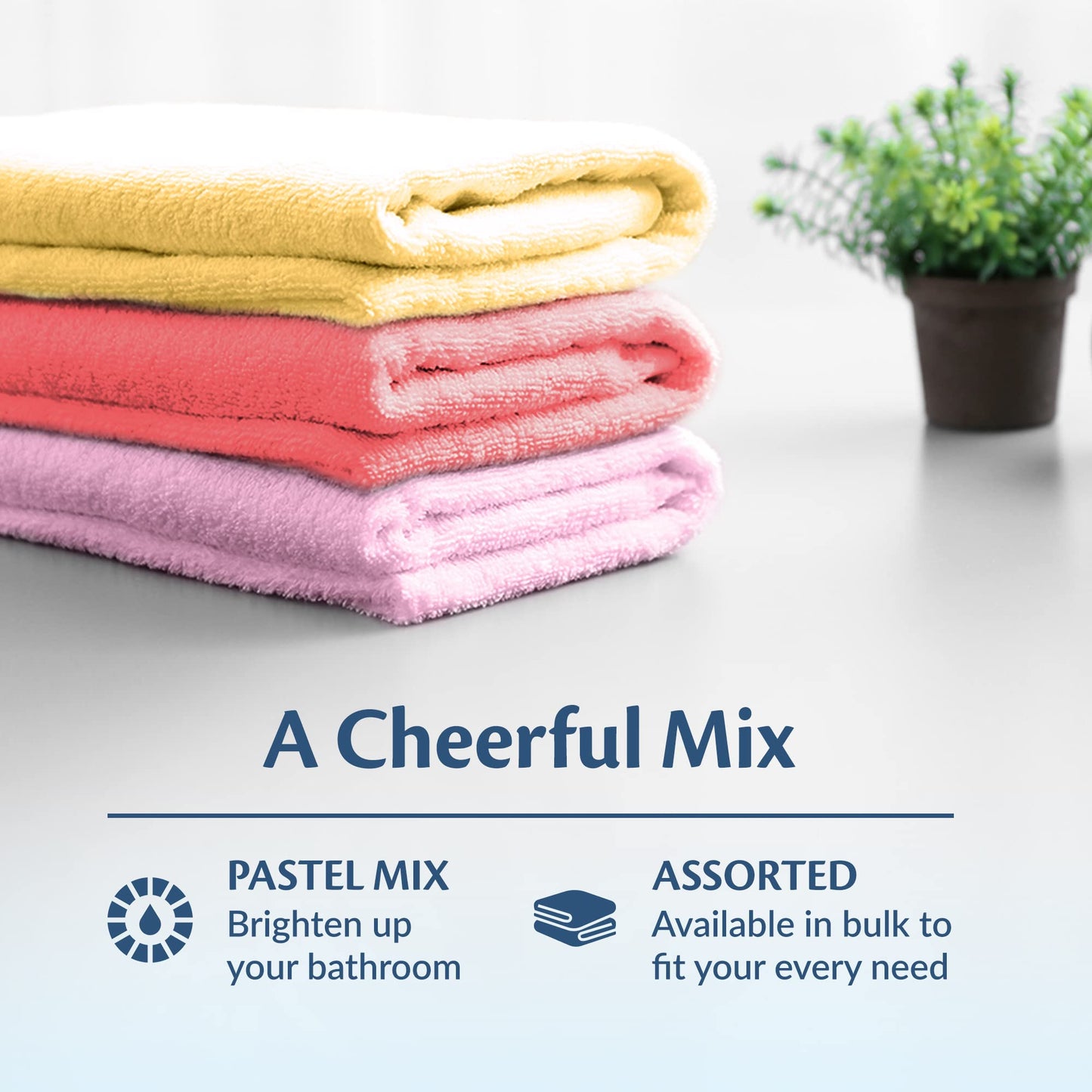 Groko Textiles Small and Lightweight Cotton Towels Assorted Pastel Mix 24 x 40 inches Towels (6) Perfect Size for Hair Drying and Small Children