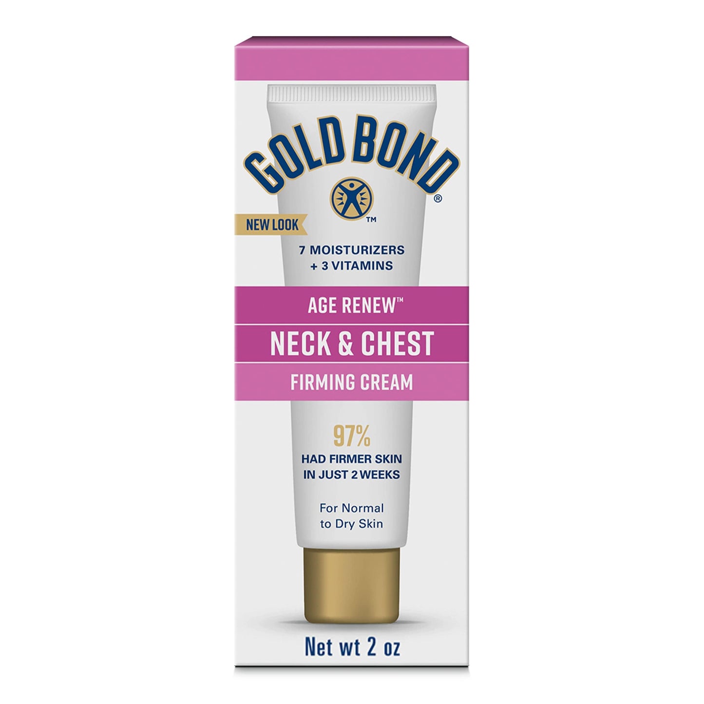 Gold Bond Age Renew Neck & Chest Firming Cream, 2 Oz, Hydrates, Renews, and Visibly Improves Firmness, Texture & Elasticity of Aging Skin, Non-Greasy