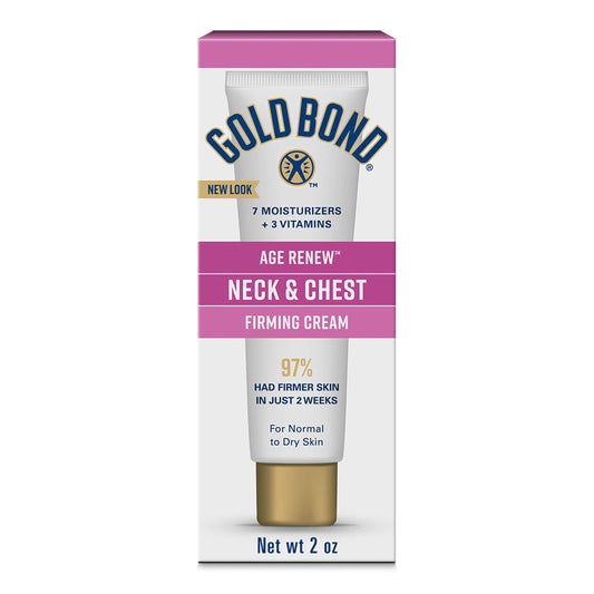 Gold Bond Age Renew Neck & Chest Firming Cream, 2 Oz, Hydrates, Renews, and Visibly Improves Firmness, Texture & Elasticity of Aging Skin, Non-Greasy