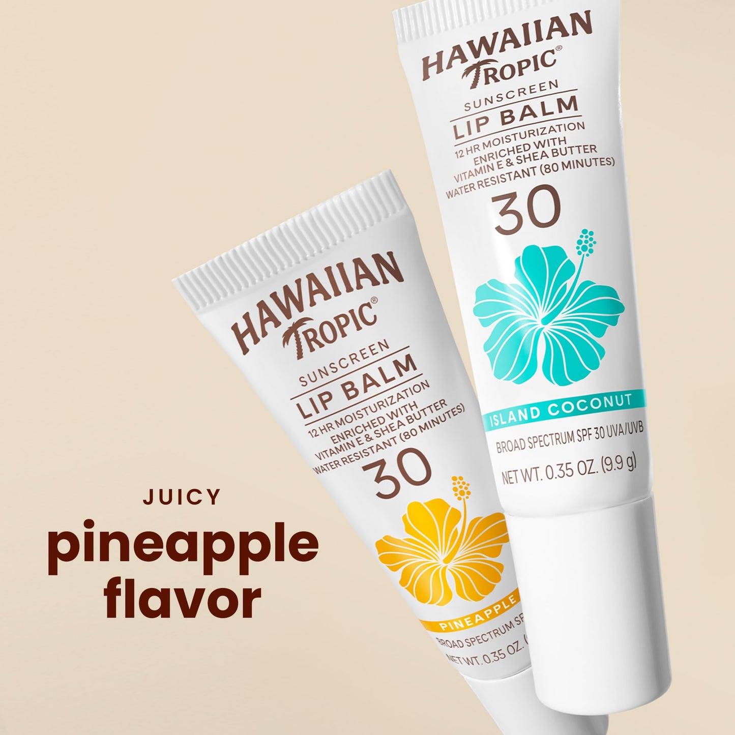 Hawaiian Tropic Lip Sunscreen SPF 30, Pineapple | SPF Lip Balm, Beach Essentials, Travel Size Sunscreen for Lips, 0.3 oz