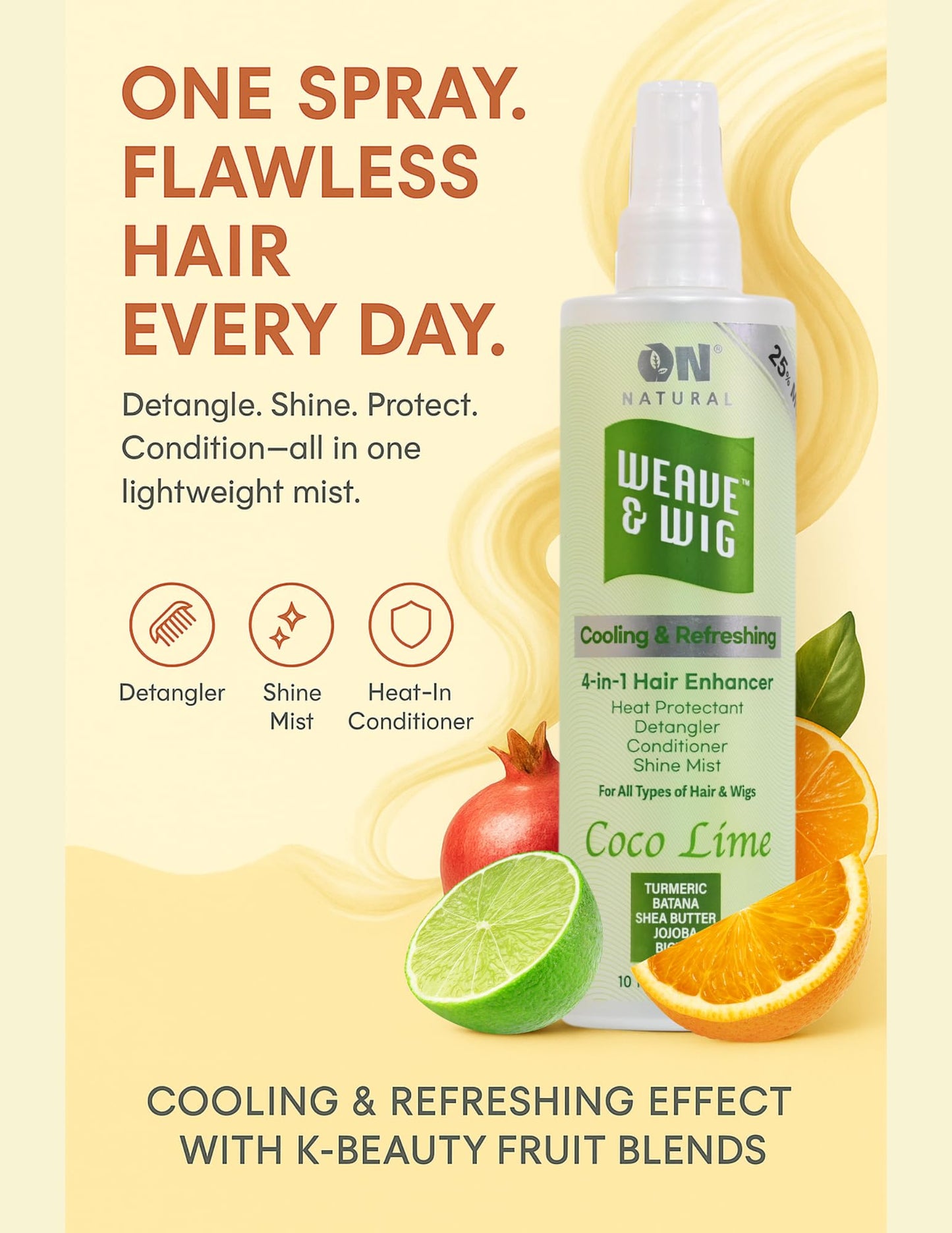 On Natural Weave & Wig 4-in-1 Hair Enhancer For All Hair Texture [Pomegranate] 3.4 OZ