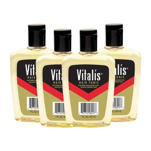 Vitalis Hair Tonic Liquid - Non-Greasy Hair Care Formula for Well-Groomed, Manageable Hair - Healthy Hair Tonic - Suitable for All Hair Types - 4 pc