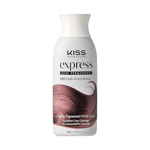Kiss Express Semi-Permanent Hair Color - Vivid, Highly Pigmented Dye for Vibrant Hair, Gentle Formula, Gray Coverage, pH Balanced,23 Intermixable