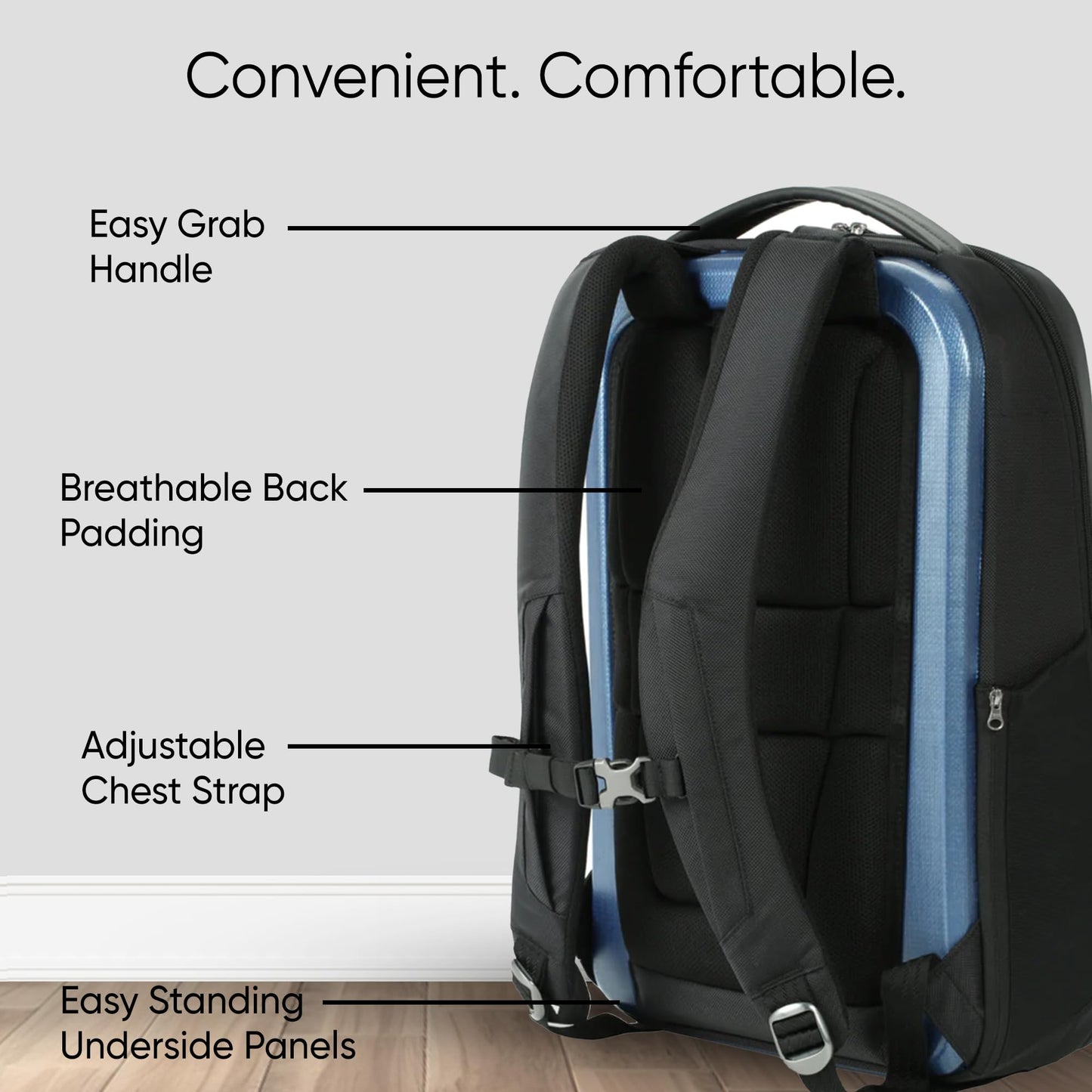 Duravo Venture Slim Laptop Backpack, Durable, Sleek, Flight Approved, Fits Up to 17" Laptop, Breathable, Lightweight (Blue, Slim)