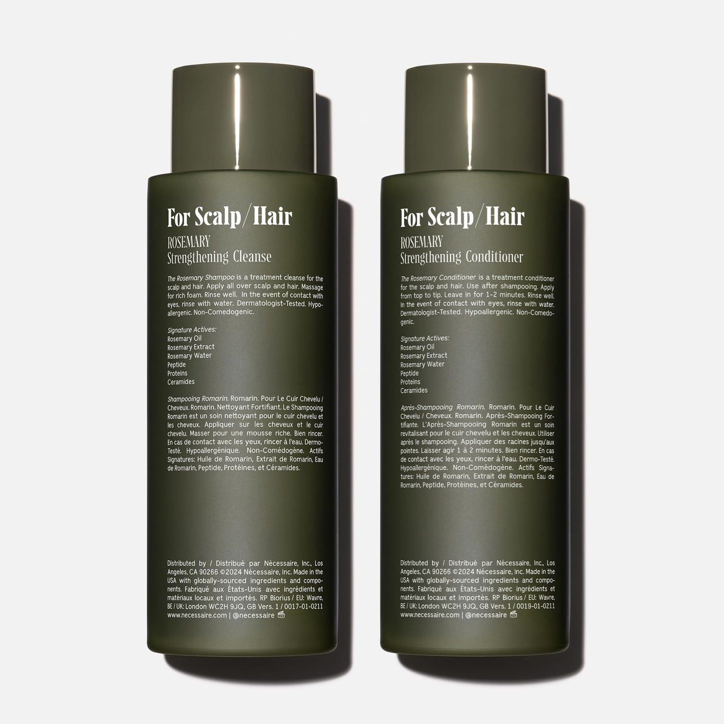 Nécessaire Rosemary Hair Duo | Multi-Protein Strengthening Rosemary Shampoo and Conditioner Set For Thinning Hair. For Women + Men. Free Of Sulfates