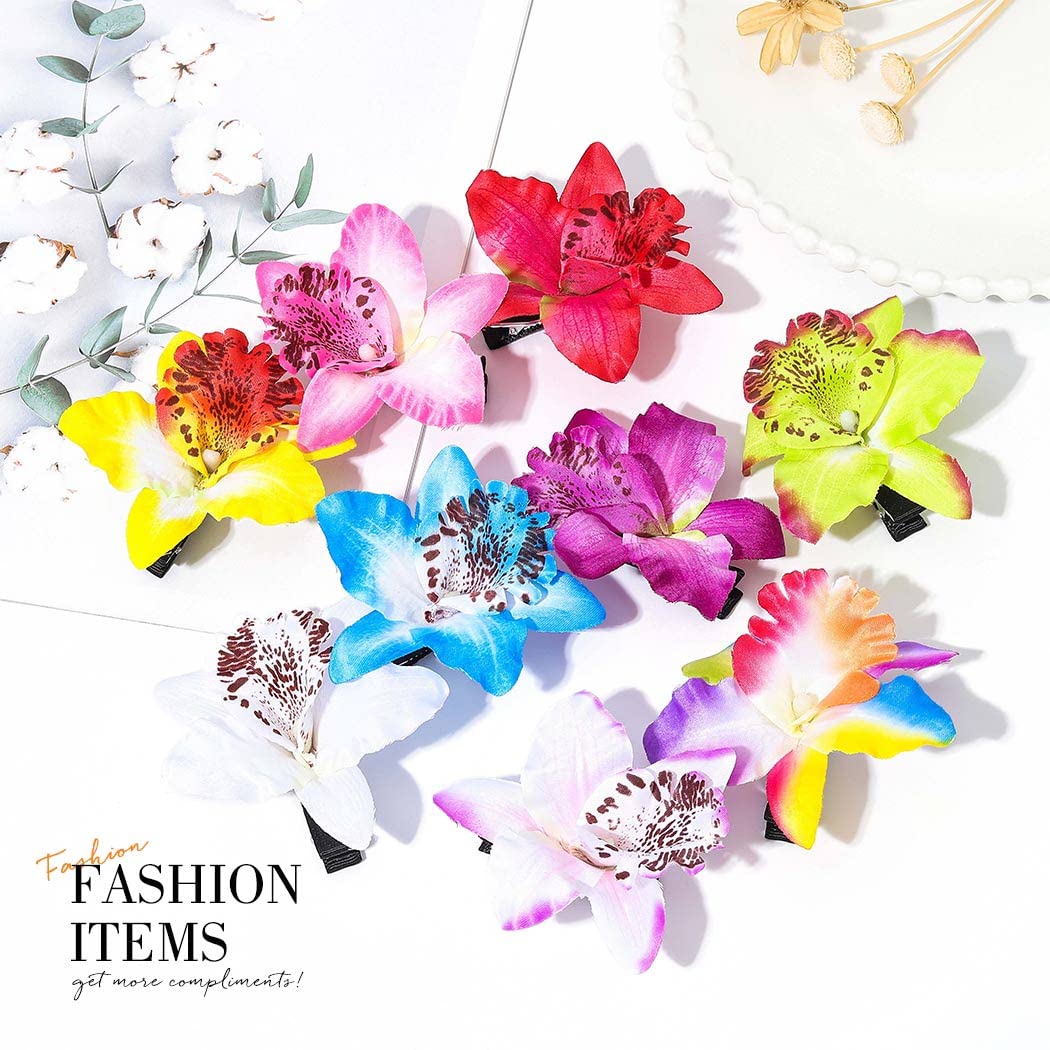 BARTOSI Flower Hair Clips Hawaiian Floral Hair Clip Tropical Beach Hair Accessories for Women and Girls (Pack of 9)