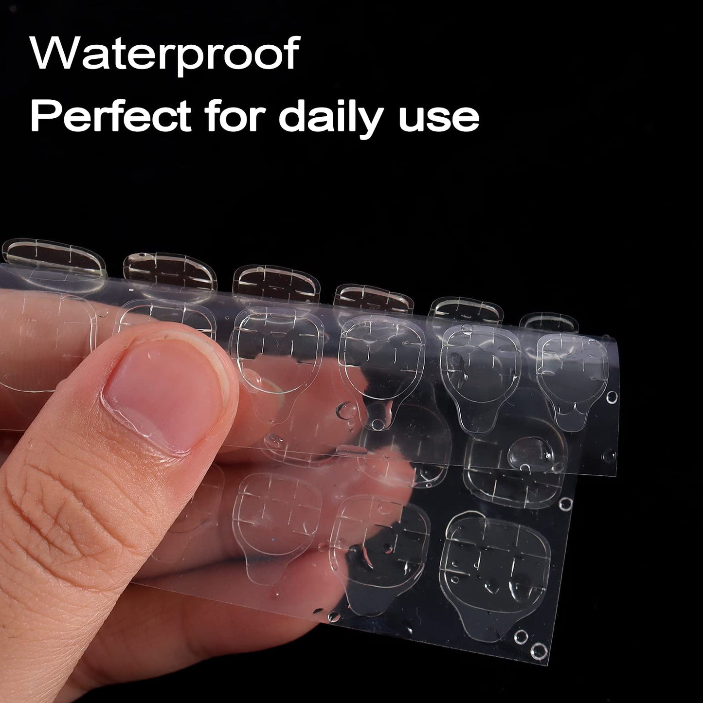 Laza 240 Pcs Thin Breathable Adhesive Tabs Fake Nail Glue Sticker 10 Sheets Super Sticky Double Sided Tips (Germany Jelly Gel) Flexible for Acrylic