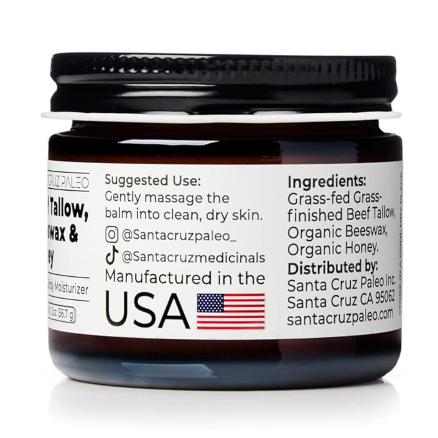 Santa Cruz Paleo, Beef Tallow, Beeswax & Honey Face Moisturizer, Organic, Unscented Grassfed Beef Tallow Skin Care, Sunscreen Free, Non Comedogenic Beauty and Personal Care Santa Cruz Paleo