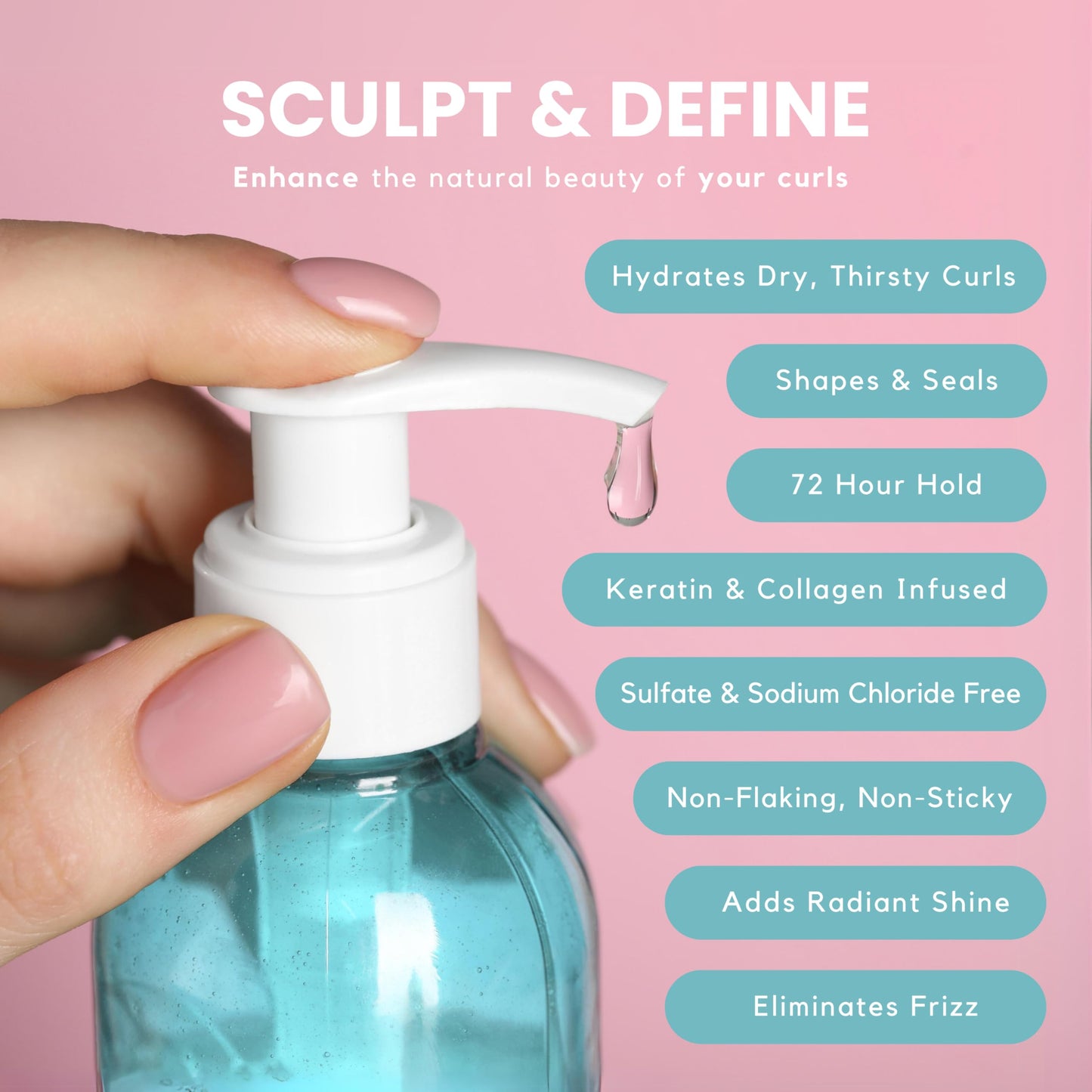 SIMPLY SMOOTH Xtend Keratin Replenishing Spiral Gel | Lightweight Curl Defining Gel | Define Curls, Add Bounce & Tame Frizz | Non Flaking Formula & No