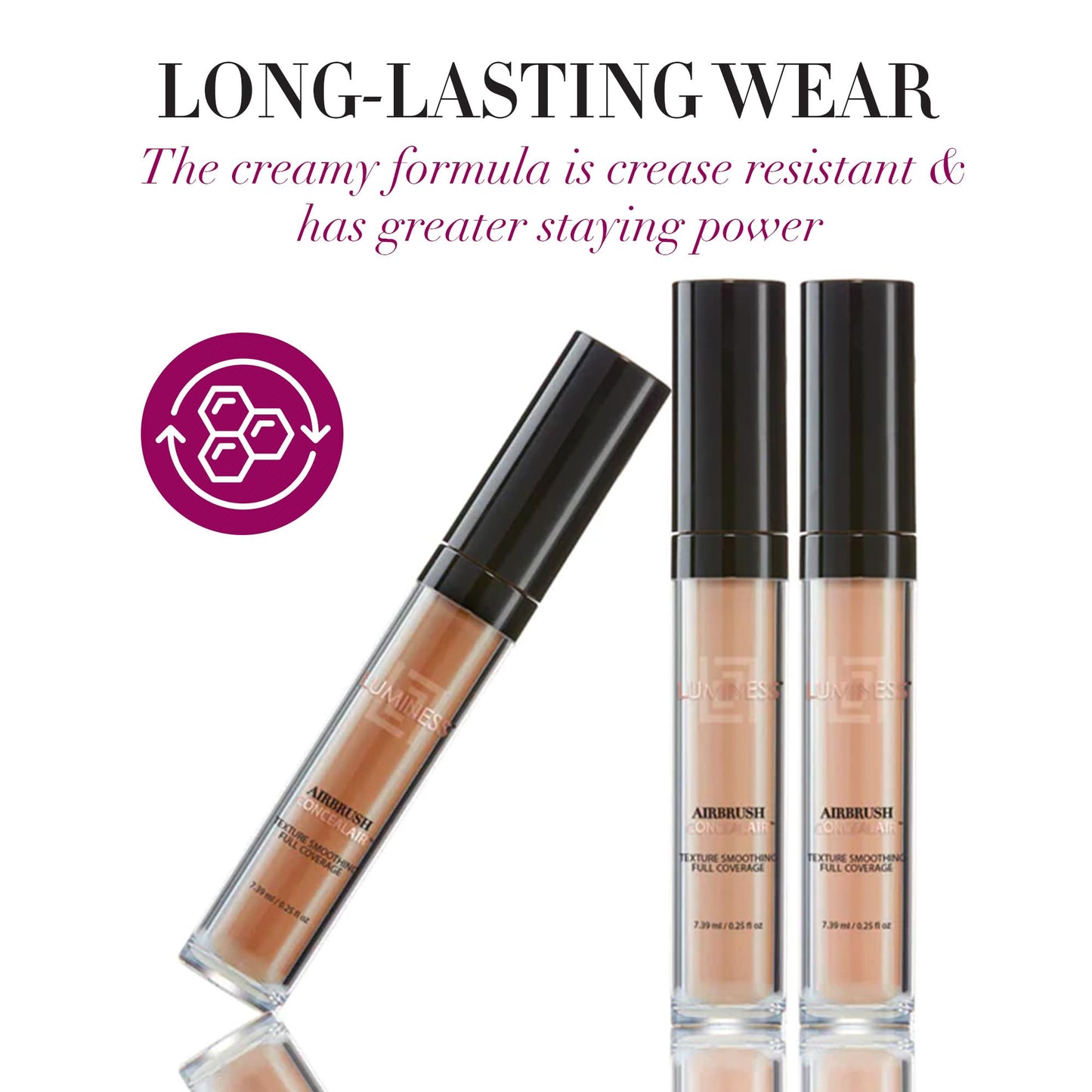 LUMINESS Under Eye Concealer for Dark Circles, ConcealAir (Warm Tan) - Weightless Coverage & Crease-Resistant Makeup Concealer to Even Out Skin Tones