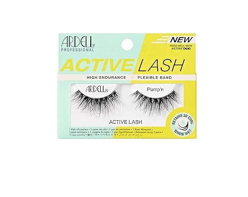 Ardell Active Lashes Pump’n - Long-Lasting False Eyelashes, Sweat-Resistant, Reusable Strip Lashes for Active Lifestyles, 1 Pair
