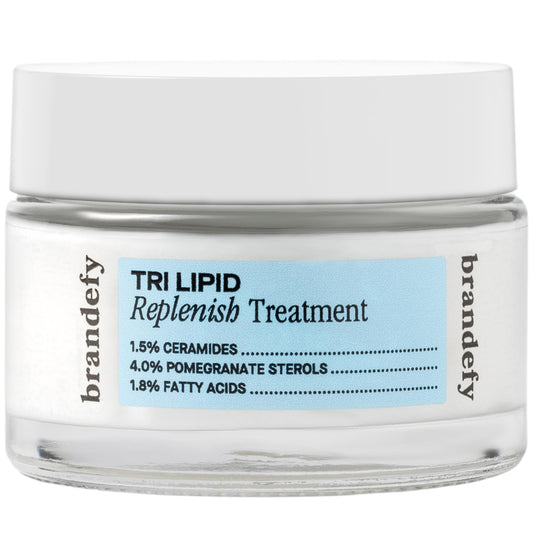Brandefy Tri Lipid Replenish Treatment - 1.5% Ceramides, 4.0% Sterols, 1.8% Fatty Acids - Peptide Moisturizer, Hydrating Face Cream, Made in the USA