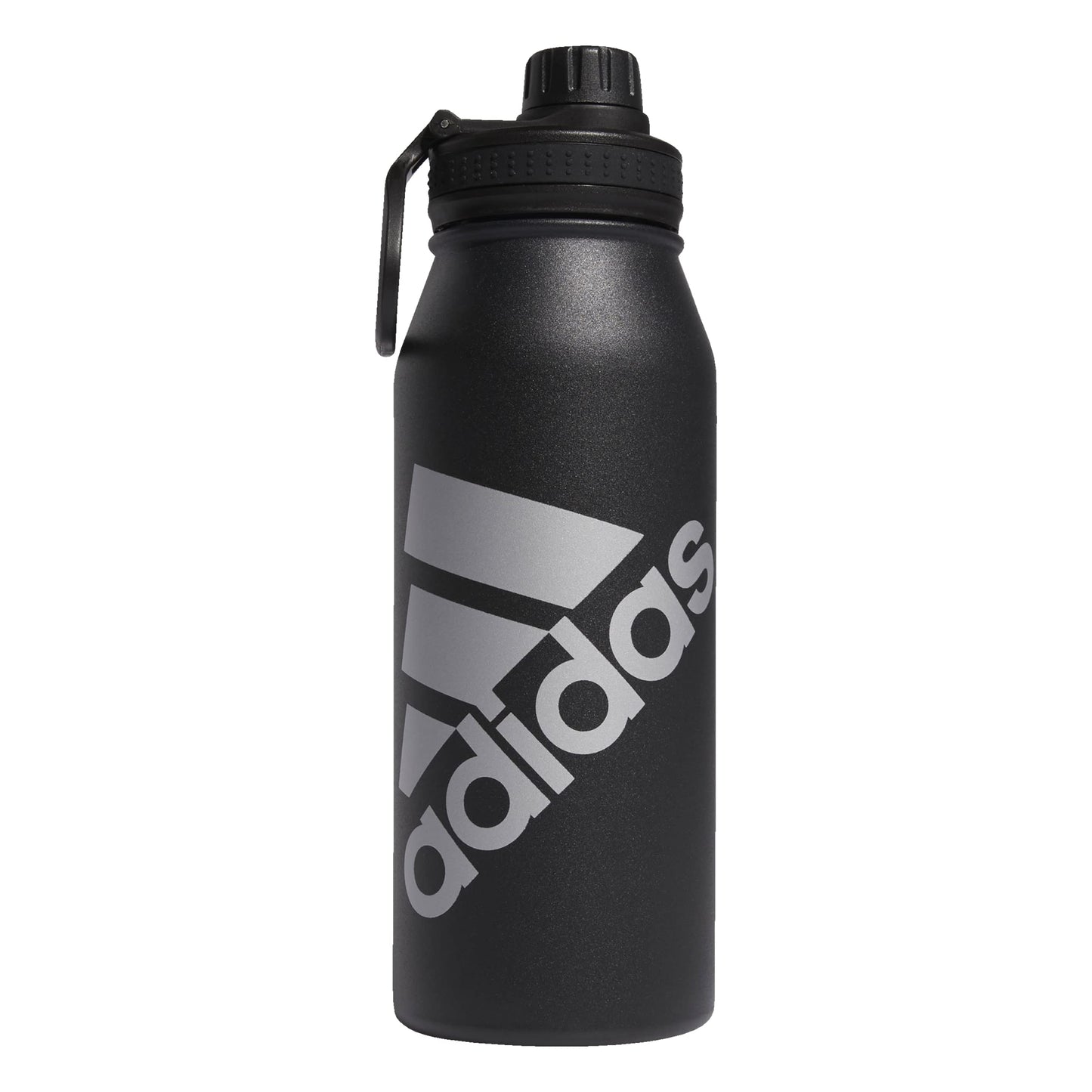 adidas 1 Liter (32 oz) Metal Water Bottle, Hot/Cold Double-Walled Insulated 18/8 Stainless Steel, Black/Silver Metallic, 32 Ounces
