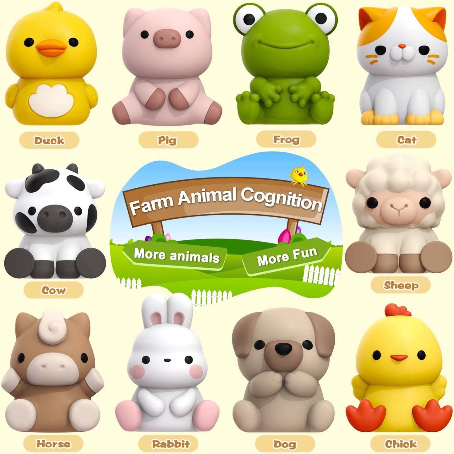 Learning Toys for Toddlers Ages 1-3 – 20 Pcs Farm Animal Montessori Counting, Sorting & Matching Fine Motor Games, Gifts for Boys & Girls 12-18m+