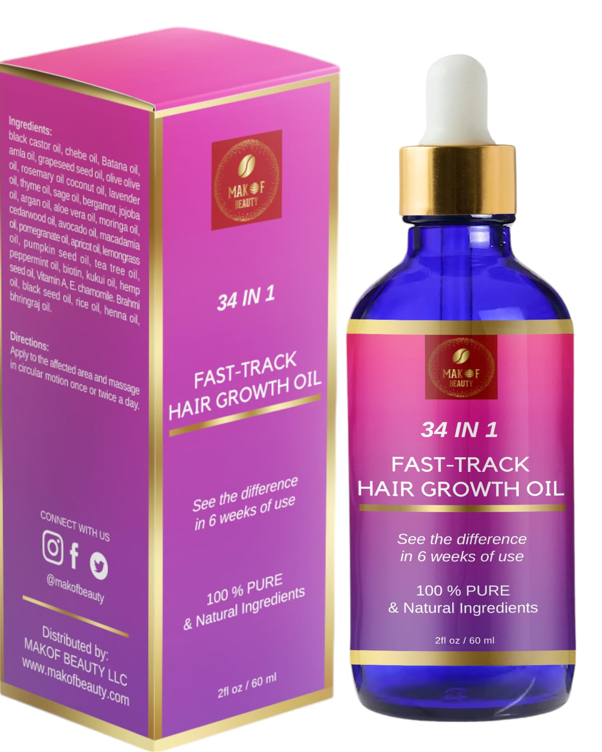 Hair Growth Mixture, Fast Track Hair Oil (34 in 1) for rapid growth ...